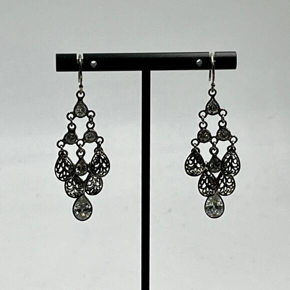 Silpada Vintage W2795 Sterling Silver 925 Cascading Chandelier CZ Earrings - Picture 2 of 8